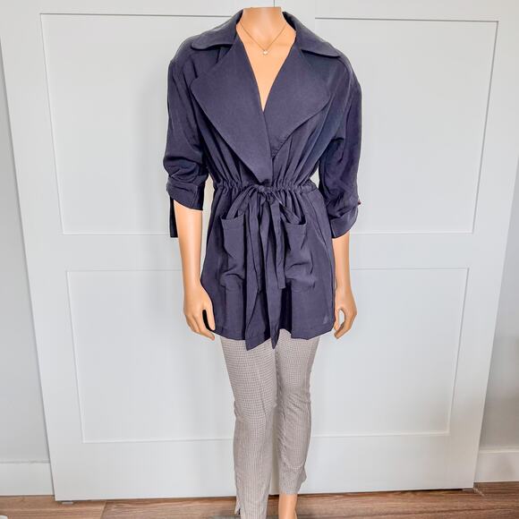 NWT-Miami of Francesca’s, Emilee Drawstring Black Utility Jacket, Women’s Small - Picture 3 of 10